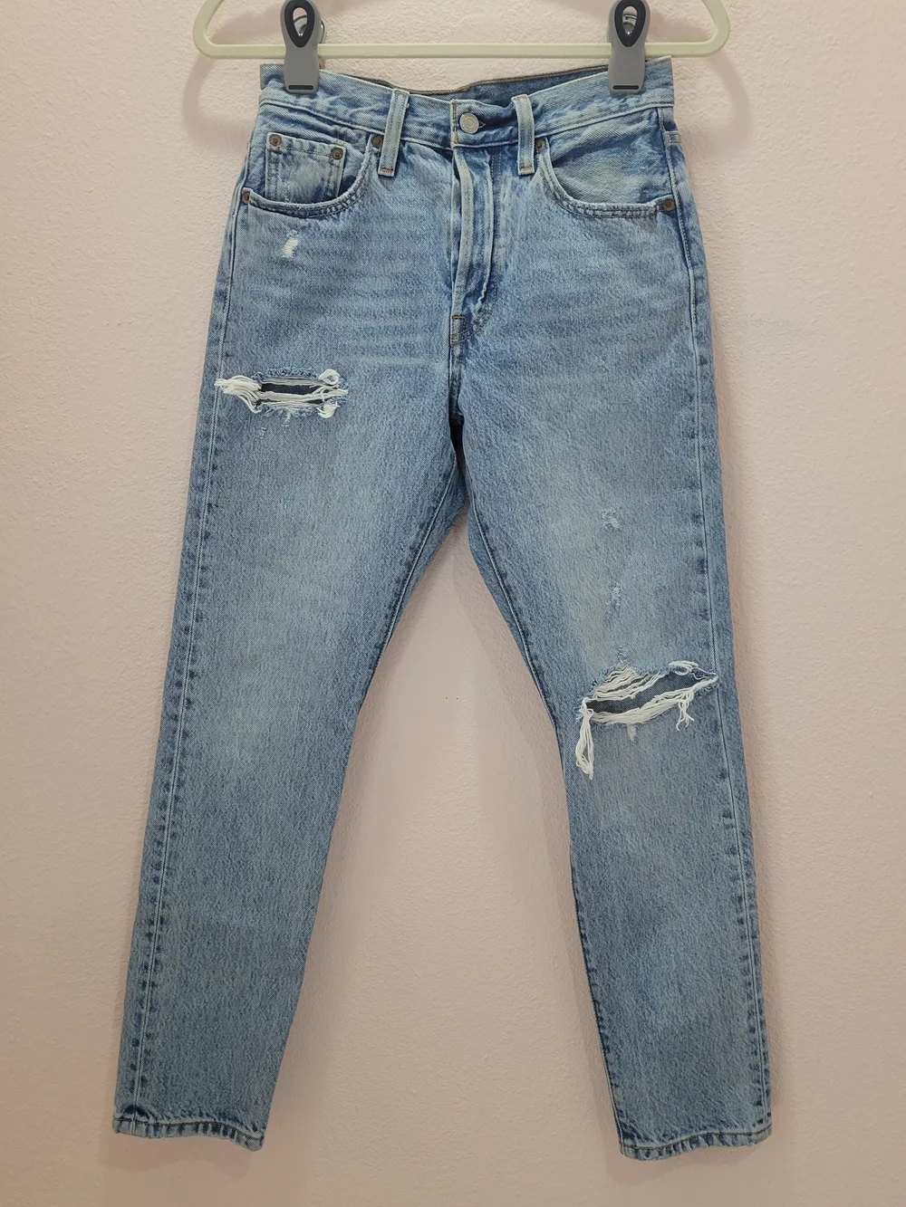Levi 501 Skinny Womens Light Washed Distressed Jeans Size 24